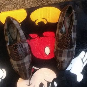 Vintage brown plaid casual heel shoes (Accepting Offers)